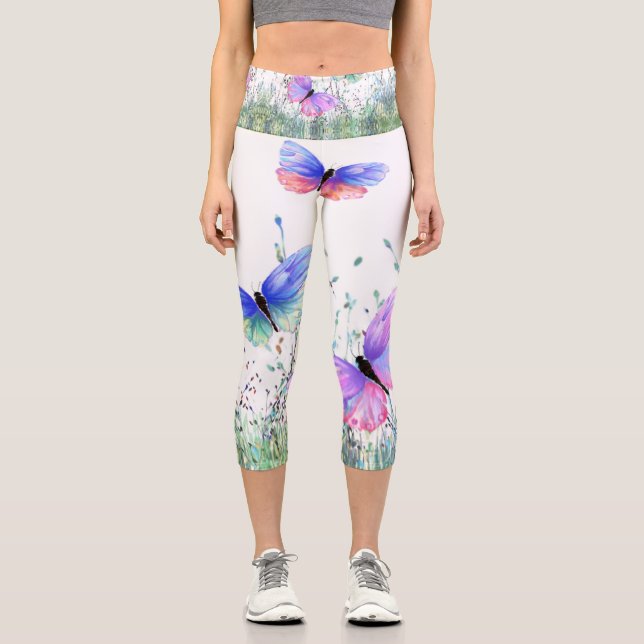 Leggings Capri Les papillons Capri de printemps volent dans la na (Recto)