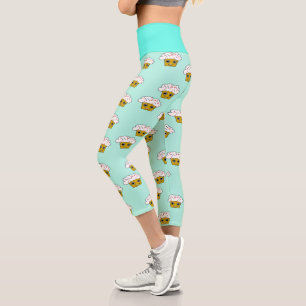 Leggings Capri Les petits gâteaux kawaii en bleu