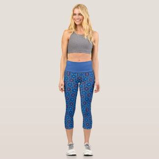 Leggings Capri Ligne baroque Bleu fleuri
