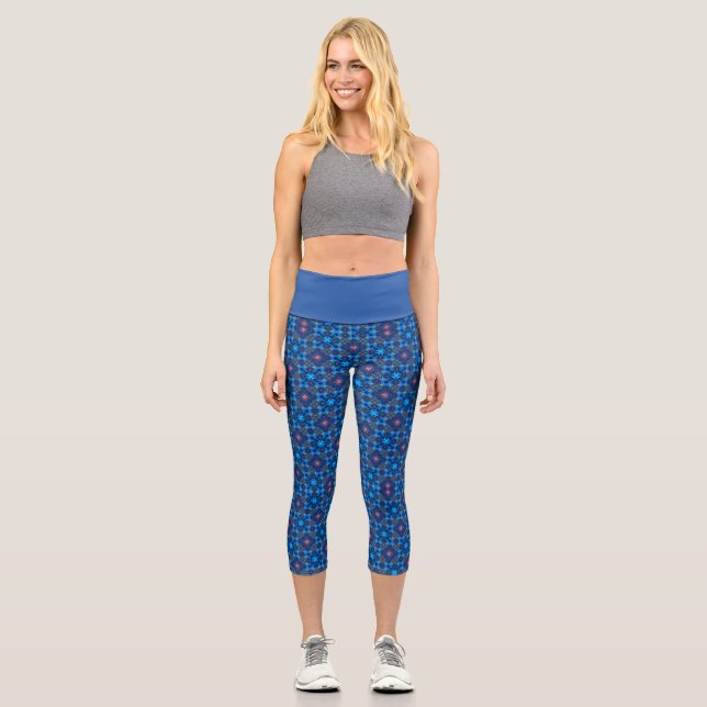 Leggings Capri Ligne baroque Bleu fleuri (Recto)