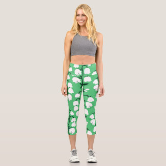 Leggings Capri Lily of the Valley in Emerald Color Tote Bag