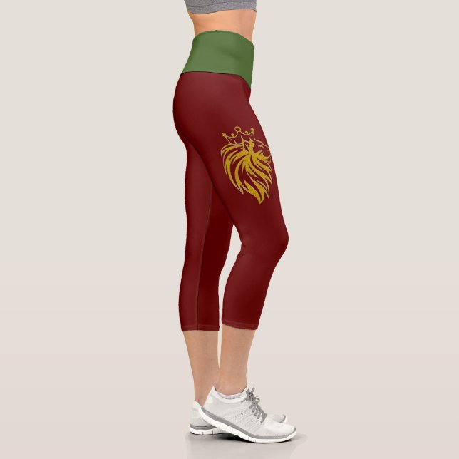 Leggings Capri Lion Avec Couronne - Style Or 2 (Droite)