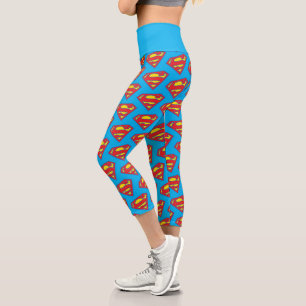 Leggings Capri Logo classique Supergirl avec fond bleu