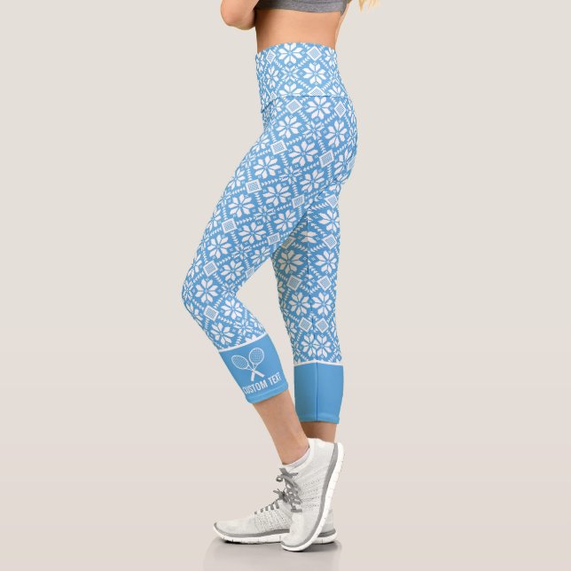 Leggings Capri Logo de la raquette de tennis, texte personnalisé  (Gauche)