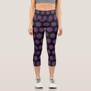 Leggings Capri Lotus Mandala rose et noir