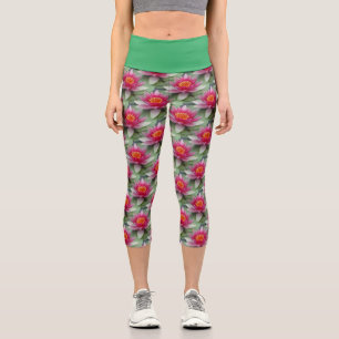 Leggings Capri Lotus Rose Lit D'Eau Haut-Faisant Capris
