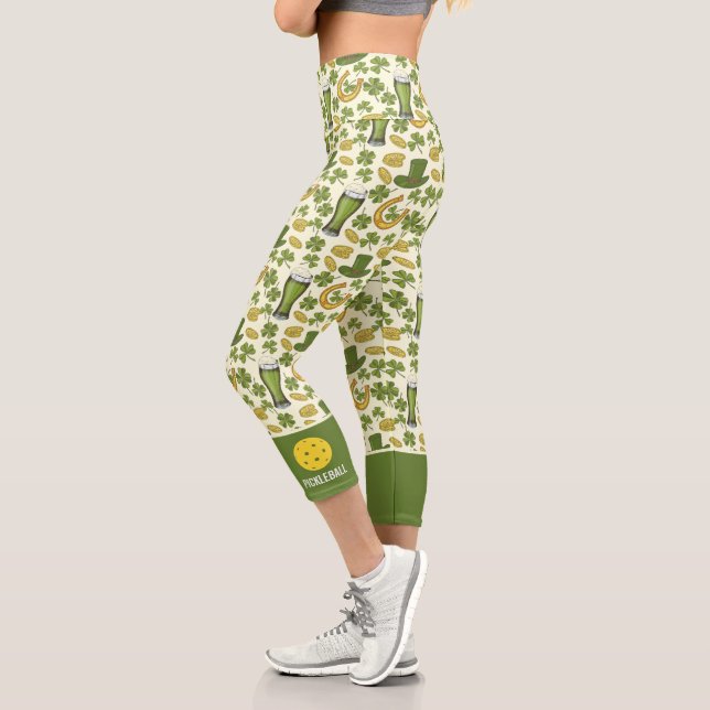 Leggings Capri Lucky Jour de la Saint Patrick  personnalisé Casqu (Gauche)