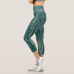 Leggings Capri Lumière tamisée Turquoise Motif Abstrait