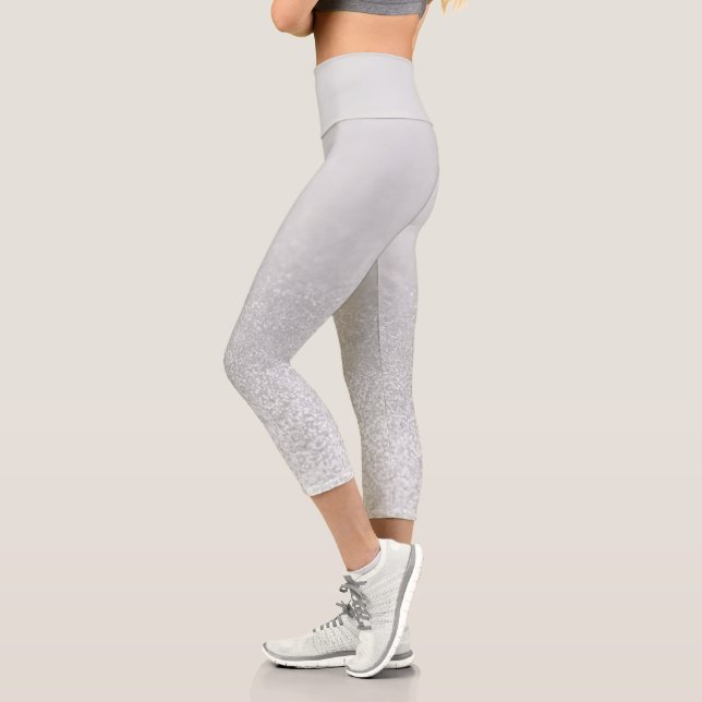 Leggings Capri Lumières de la Parties scintillant d'argent (Gauche)