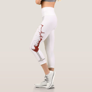 Leggings Capri Lunettes de vin rouge blanc amateur de vin éclabou