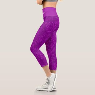 Leggings Capri Luxe Moderne Élégant Amour Purple Coeur