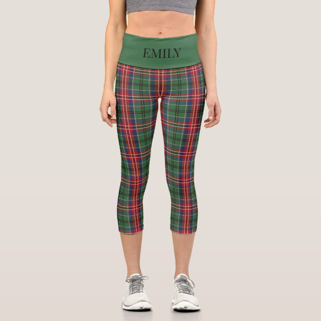Leggings Capri MacCulloch Scottish Plaid Red Green Personnaliser (Recto)