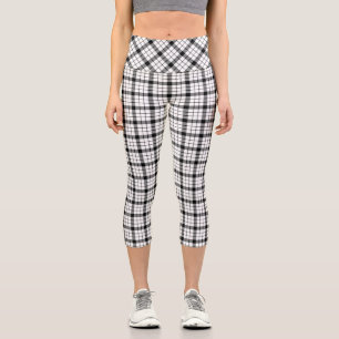 Leggings Capri MacFarlane tartan noir blanc plaid