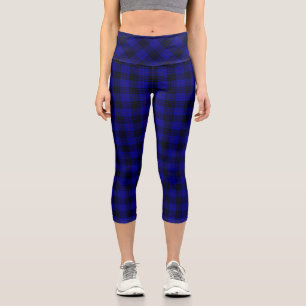 Leggings Capri MacKay tartan bleu noir plaid