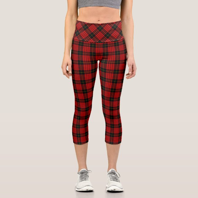 Leggings Capri MacQueen Tartan rouge et noir plaid (Recto)