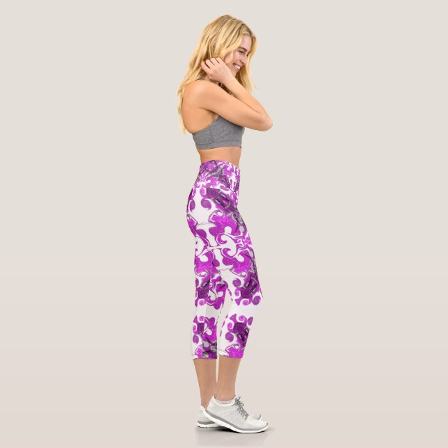 Leggings Capri mandala rose Abstrait, tourbillon papillon psychéd (Droite)