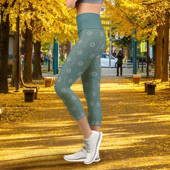 Leggings Capri Mandala Vert (Mandala Green Capri Leggings)