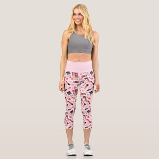 Leggings Capri Maquilleuse Glamour Inspirée de la Beauté Florale