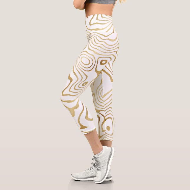 Leggings Capri Marbre blanc moderne Abstrait (Gauche)