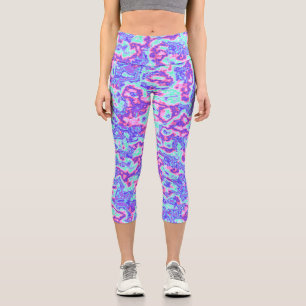 Leggings Capri Marbre d'excursion à l'acide néon