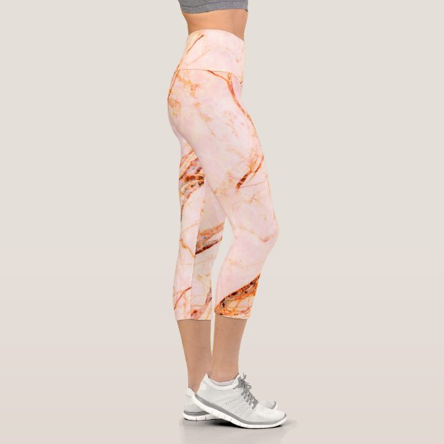 Leggings Capri Marbre élégant en quartz rose (Droite)