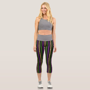 Leggings Capri Mardi Gras Verticale Lignes Parties scintillant do