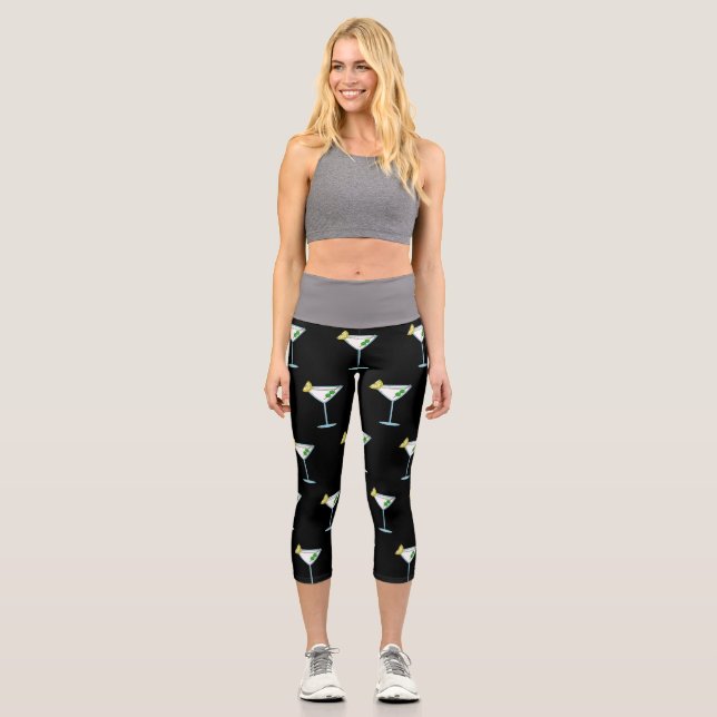 Leggings Capri Martini Amateurs De Cocktail Bar De Verre Alcool (Recto)