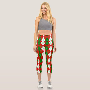 Leggings Capri mauvais Noël Jacquard plaid rétro