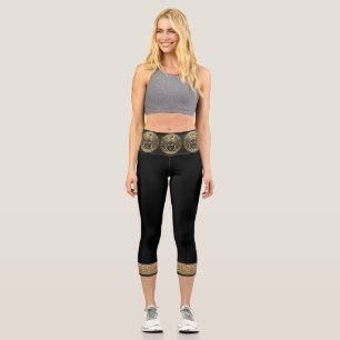 Leggings Capri Méduse Abstraite dorée