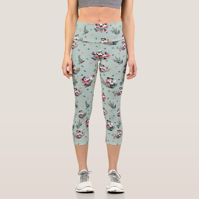Leggings Capri Mickey & Minnie | Motif de baisers de vacances (Recto)