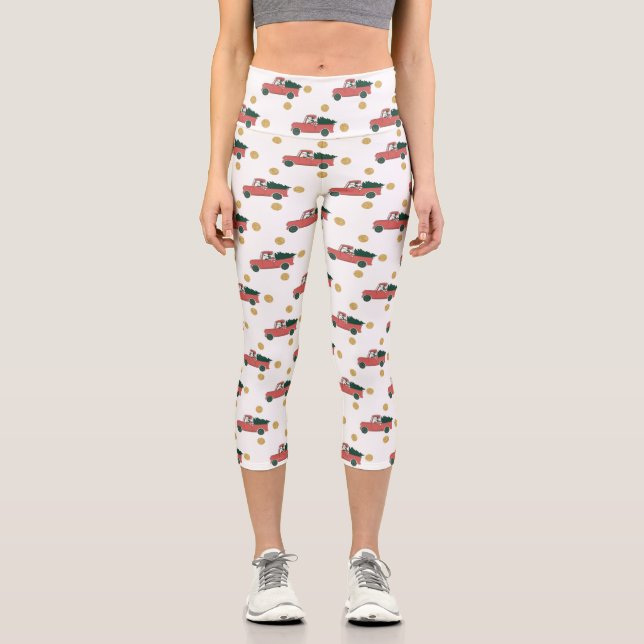 Leggings Capri Mickey Mouse | Accueil pour le Motif de Noël (Recto)