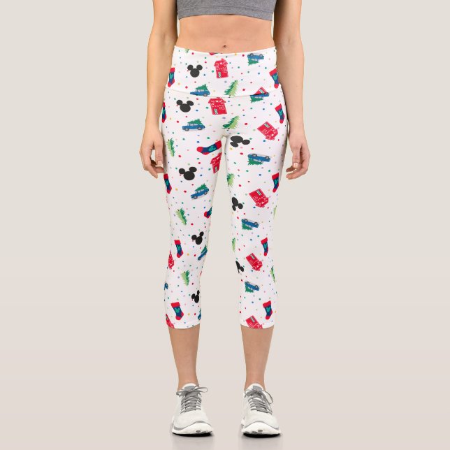 Leggings Capri Mickey Mouse | Motif d'icône de Noël (Recto)