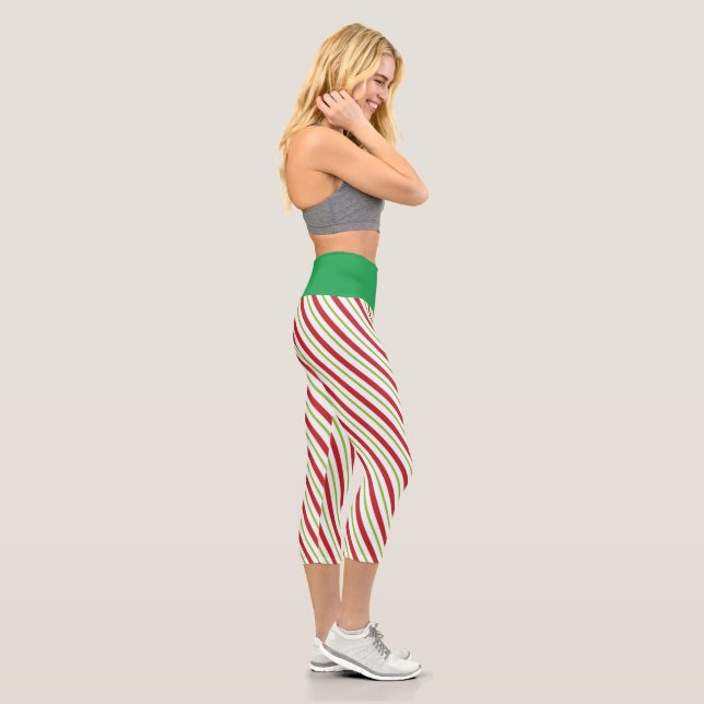 Leggings Capri MIEUX ! Capris haut taille - Rouge & Blanc Vert (Droite)