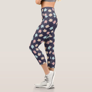 Leggings Capri mignon printemps pastel marguerite motif capri leg