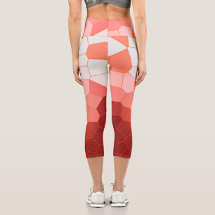 Leggings Capri Minimalisme Art Abstrait Corail Rouge Blanc Cellul