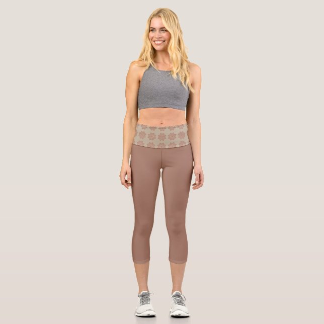 Leggings Capri Mocha mousse à motif Capris haut taille (Recto)