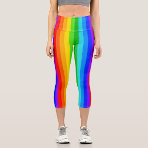 Leggings Capri Modèle de bande arc-en-ciel vertical