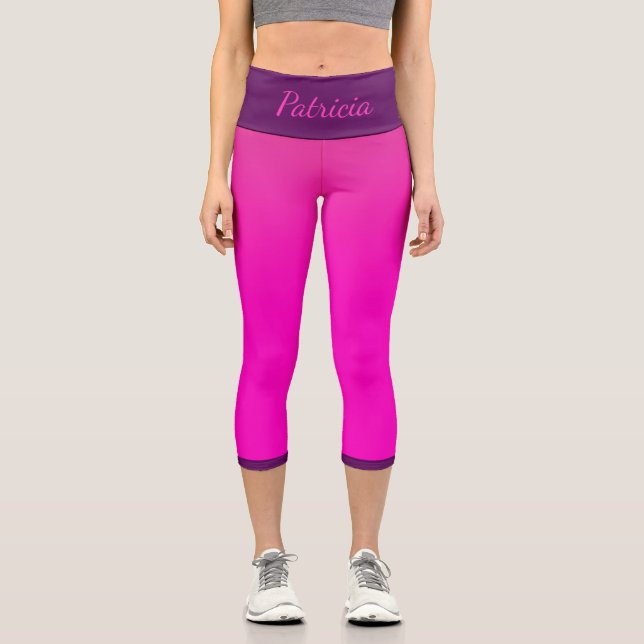 Leggings Capri Modèle de nom rose et violet (Recto)