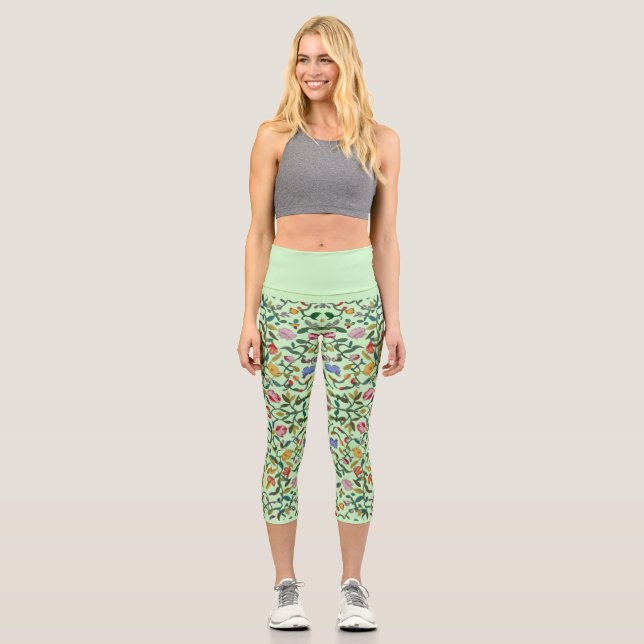 Leggings Capri Modèle floral délicat et complexe (Recto)