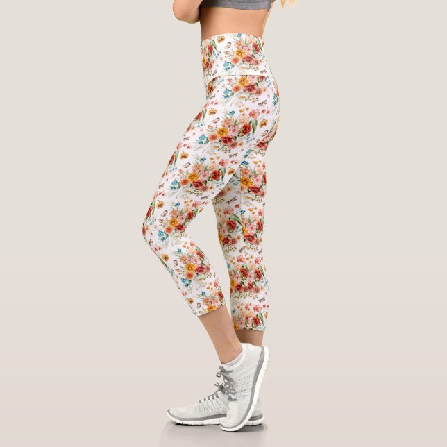 Leggings Capri Modèle floral du jardin (Gauche)