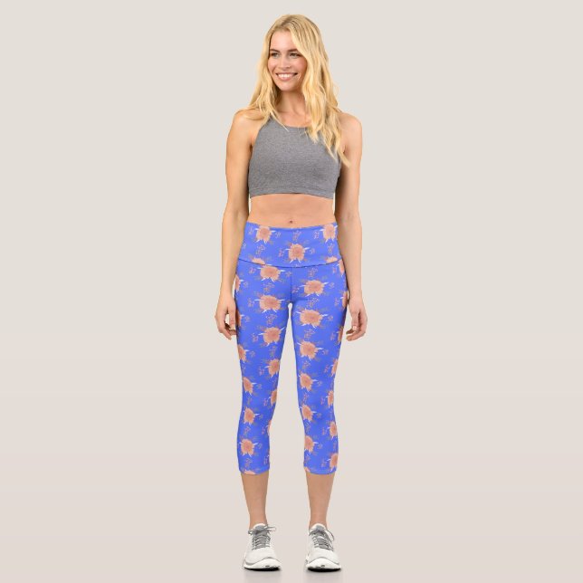 LEGGINGS CAPRI MODÈLE FLORAL ÉLÉGANT, FYP, COULEURS CLAIRES (Recto)
