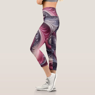 Leggings Capri Moderne Abstrait Simple Tourbillonnant Rose et Vio