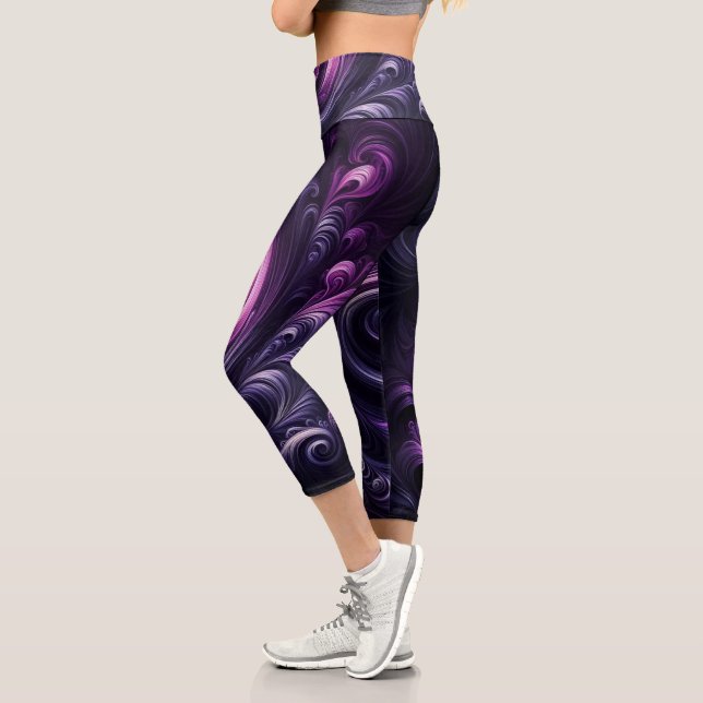 Leggings Capri Moderne Abstrait torride violet foncé (Gauche)