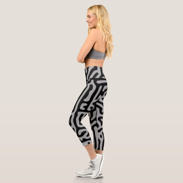 Leggings Capri Moderne, élégant, gris et noir classique (Gauche)