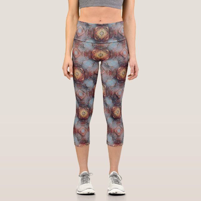 Leggings Capri Moderne Gris Jaune Motif élégant (Recto)