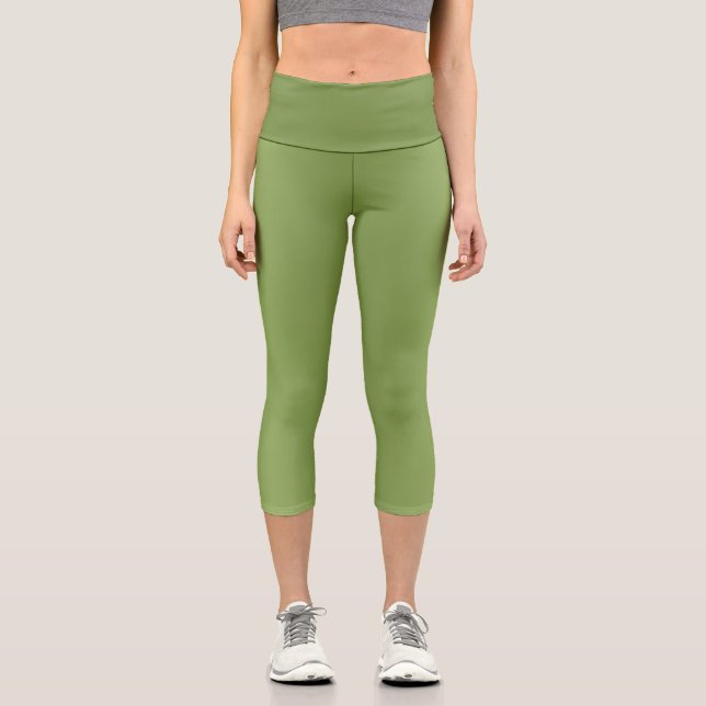 Leggings Capri Moderne mignon Solide dégradé vert motif d'onde (Recto)