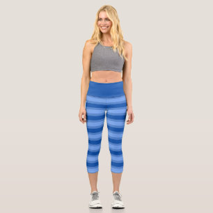 Leggings Capri Moderne simple bande à deux tons bleu géométrique