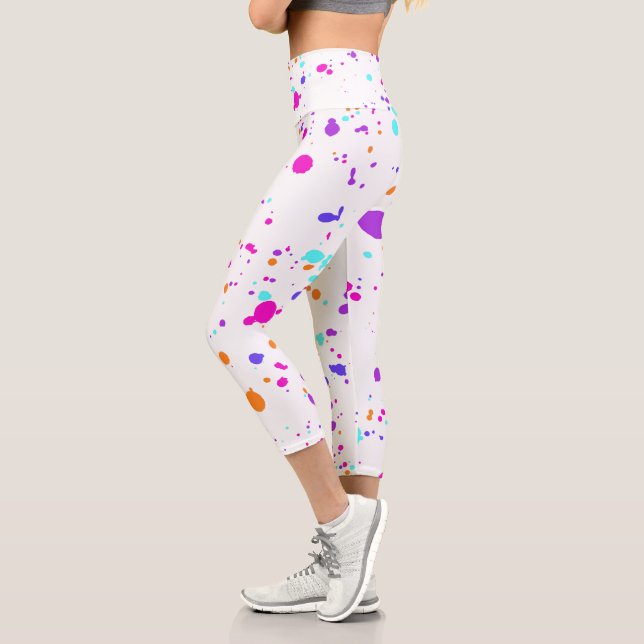Leggings Capri Moderne tendance Paint Paint Paint Grunge rose pou (Gauche)