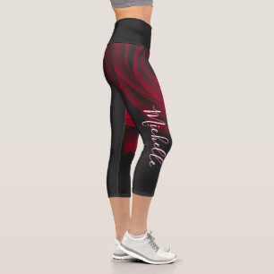 Leggings Capri Monographie personnalisée rouge rose vintage photo
