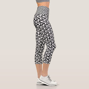 Leggings Capri MonoMax noir+blanc Motif flèche optique